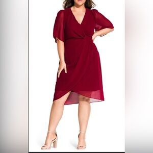 City Chic Twist Chiffon Dress.